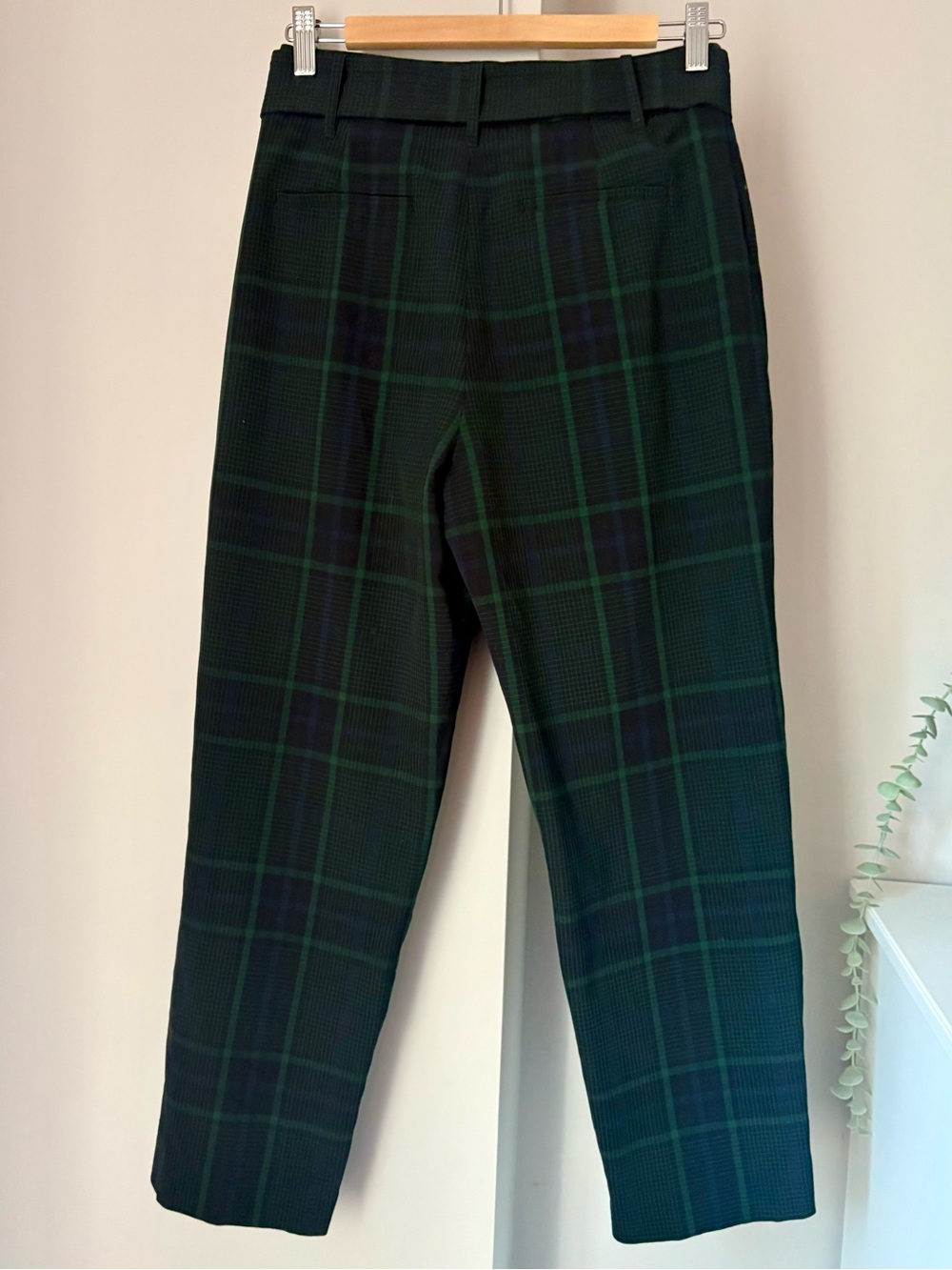 Wilfred Aritzia Blackwatch Tartan Straight Leg Trousers Tie Waist Size 6 - Picture 2 of 5